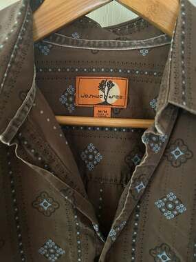 Joshua Tree Men's Long Sleeve Button Down Shirt Size M Brown Geometric Print